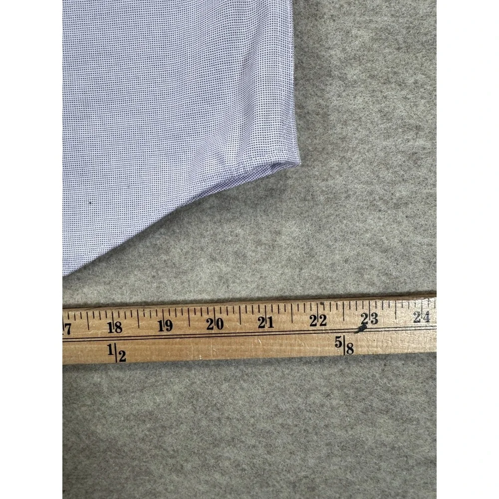 Banana Republic Slim Fit Dress Shirt Men 16-16.5 White Purple Micro Check Formal